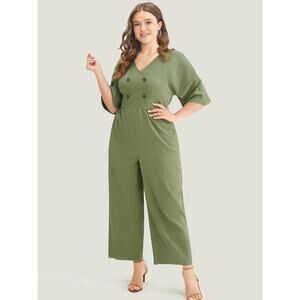 Size 14 - 16 • 1x • BloomChic • Button Detail Batwing Sleeve Zip Back Jumpsuit